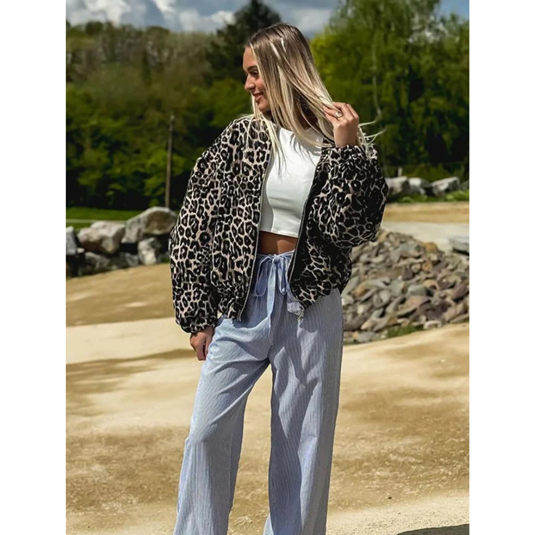 Eila - Leopard print bomber jacket