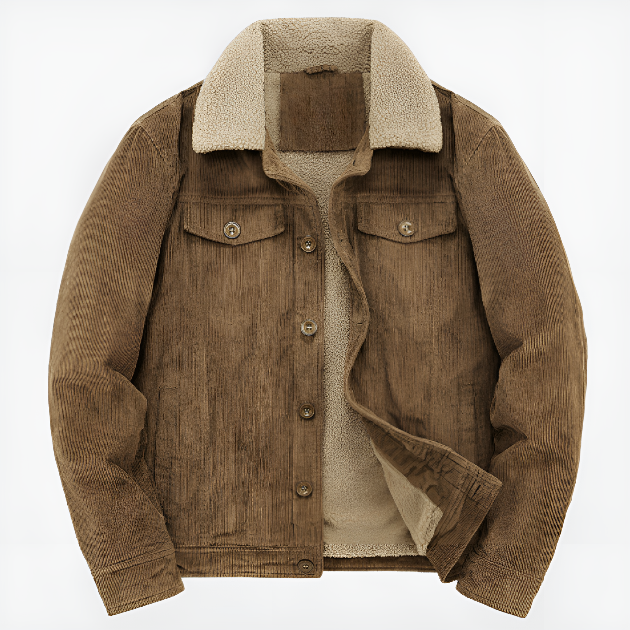 Corduroy jacket with faux fur trim for men