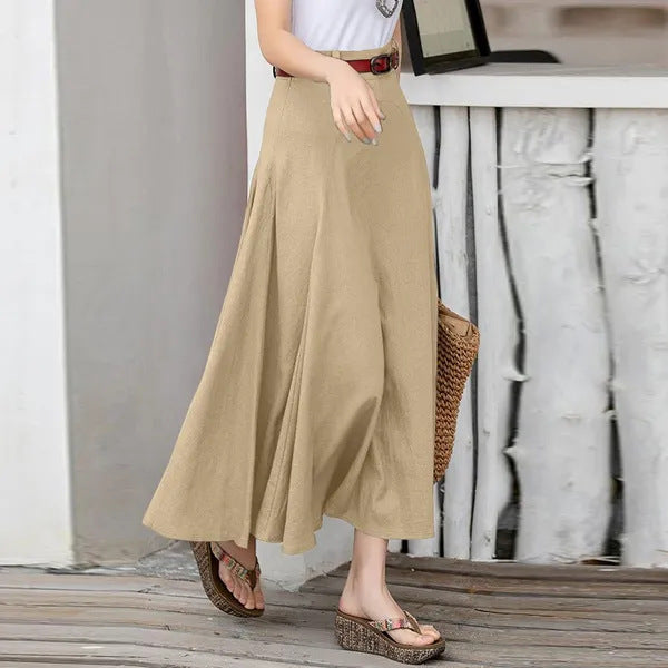 Modern A-line high waist slimming plus size long skirt