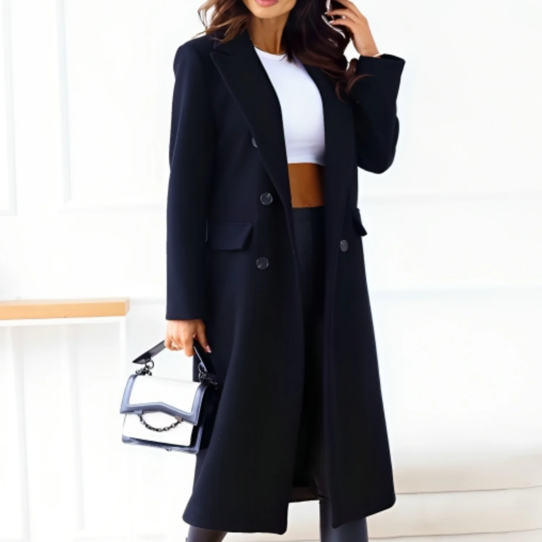 Dhalia | Chic Long Coat With Pocket For Women