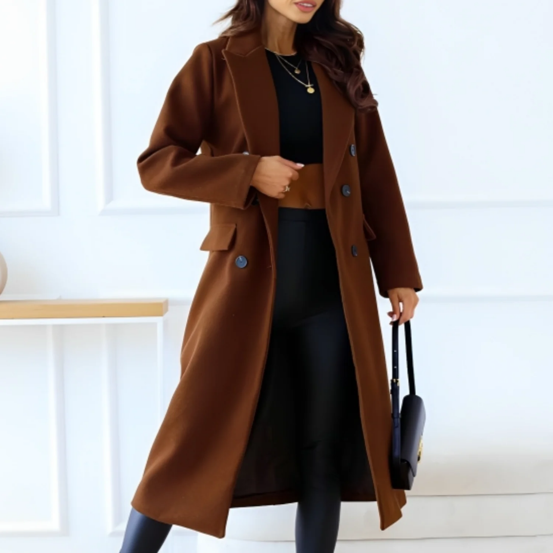 Dhalia | Chic Long Coat With Pocket For Women