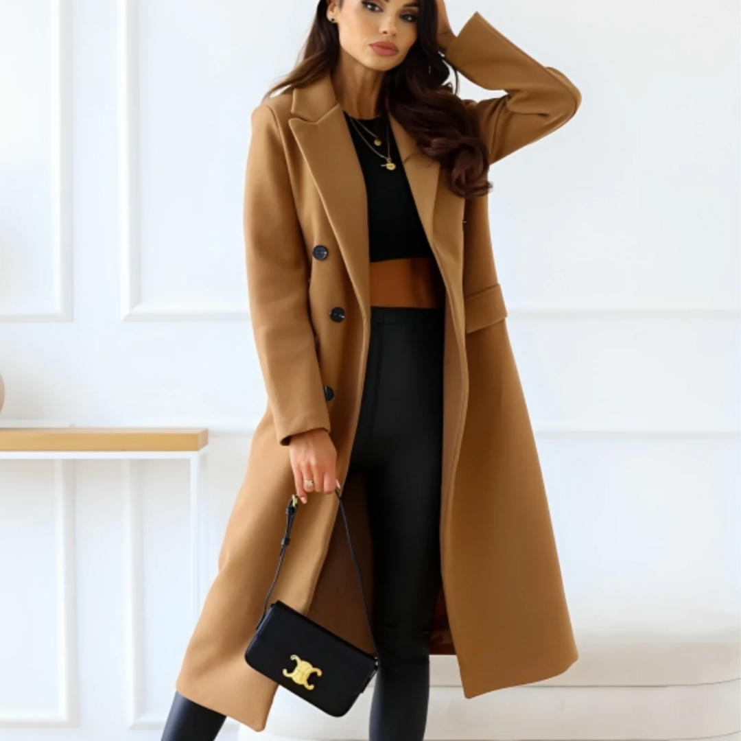 Dhalia | Chic Long Coat With Pocket For Women