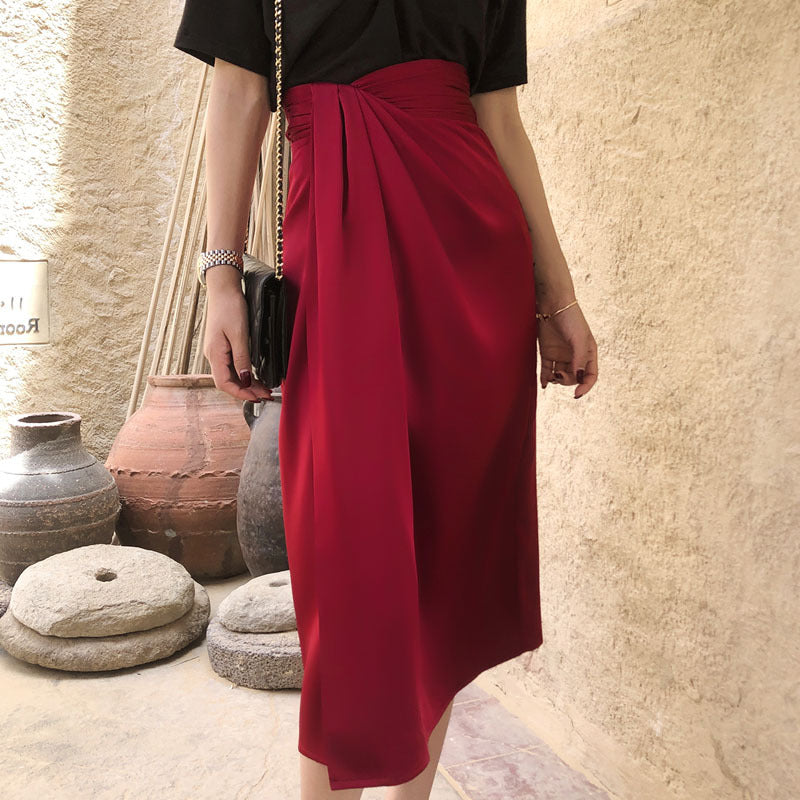 Chiffon skirt with irregular slit