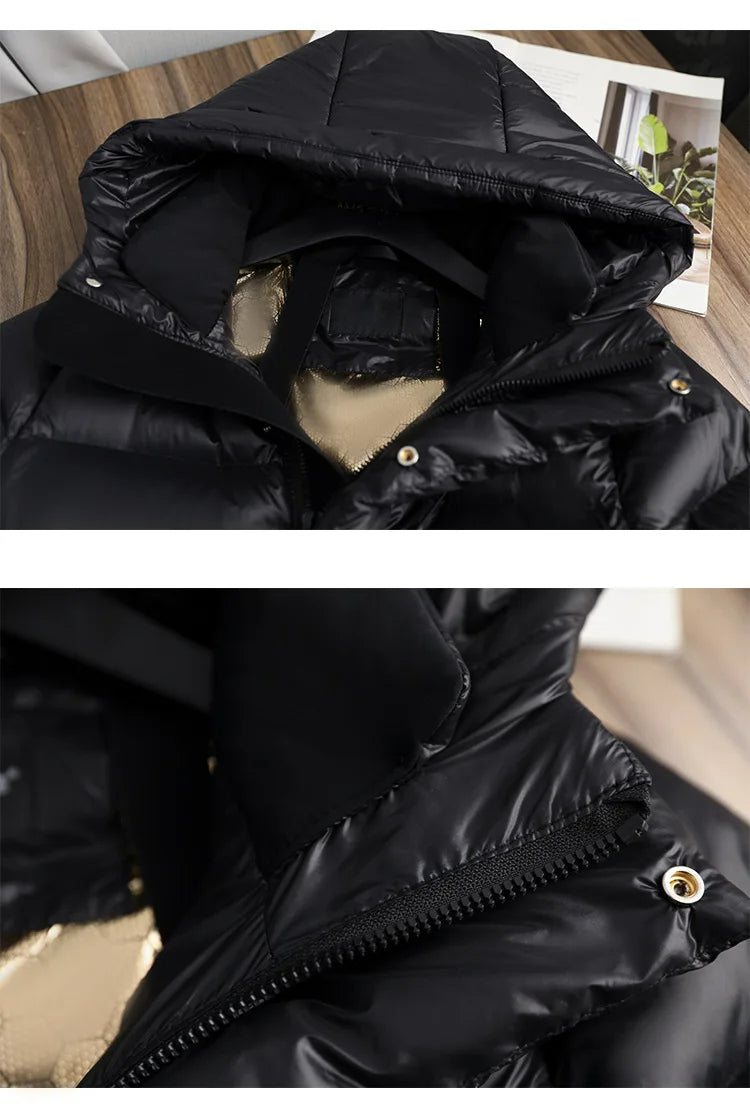 Thick puffer hooded down jacket