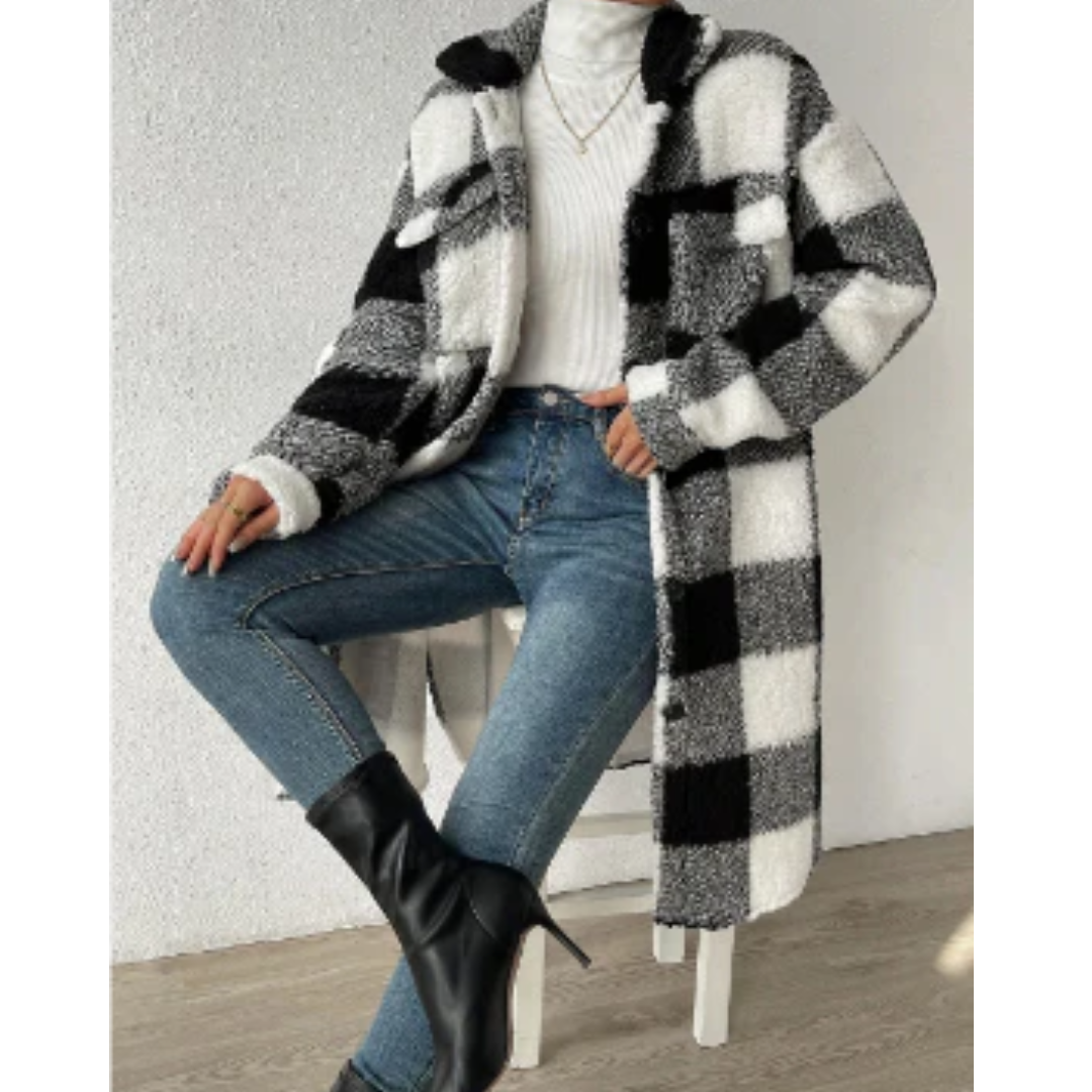 Liv | Plaid Teddy Coat For Women