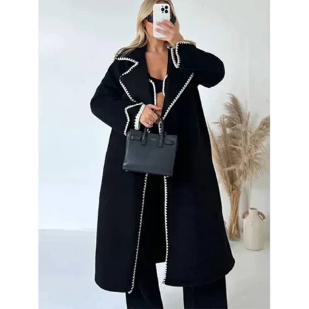 Jedah | Elegant Winter Lapel Collar Long Coat For Women