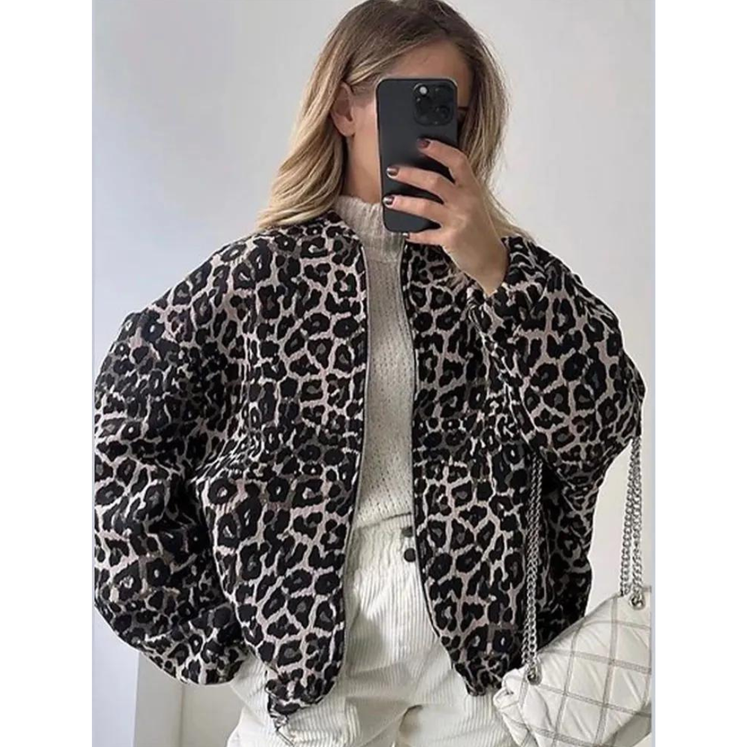 Eila - Leopard print bomber jacket