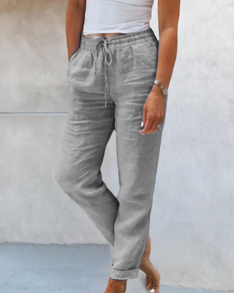 Solid-coloured straight-leg trousers