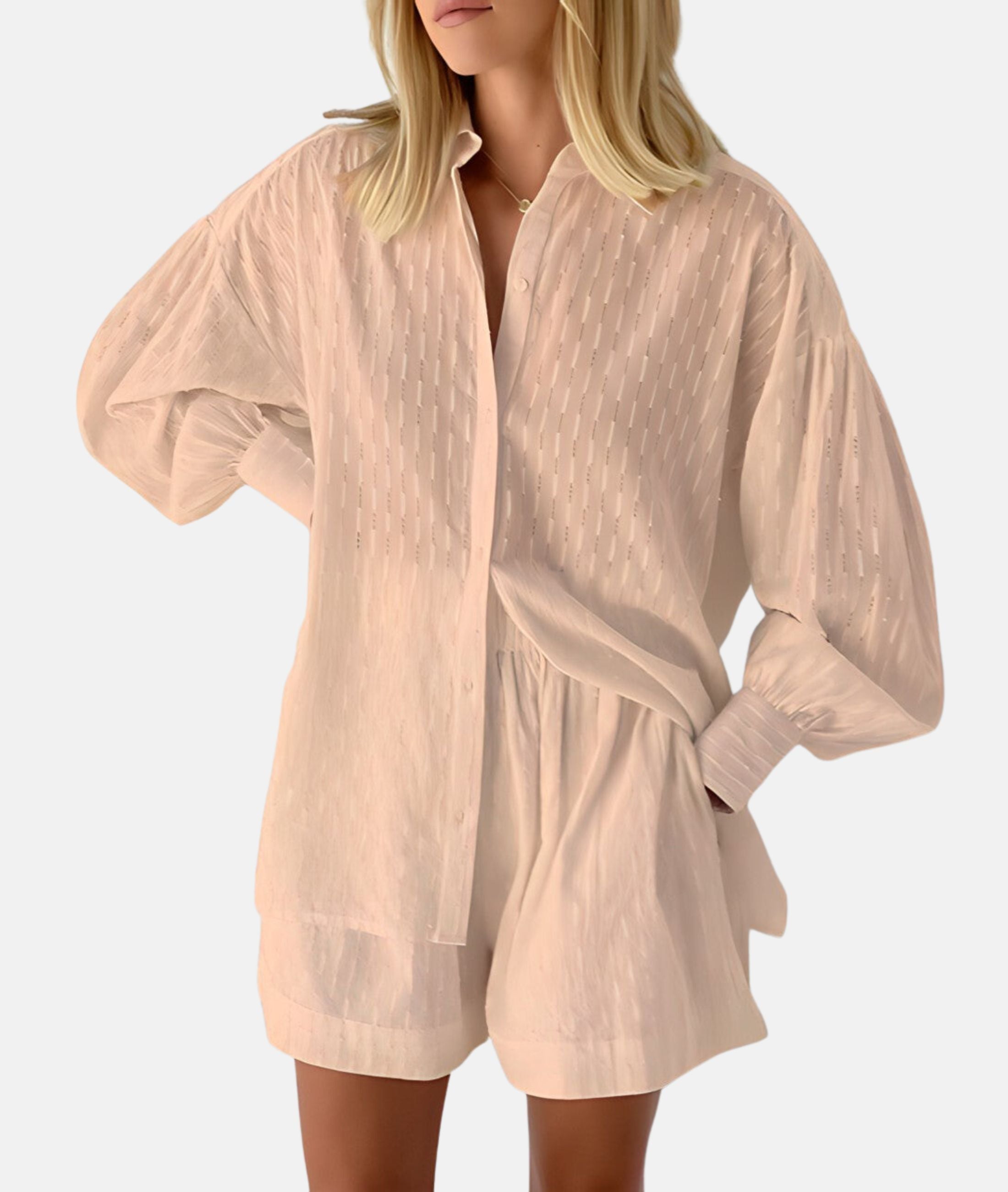 Elegant fabric shirt and shorts set