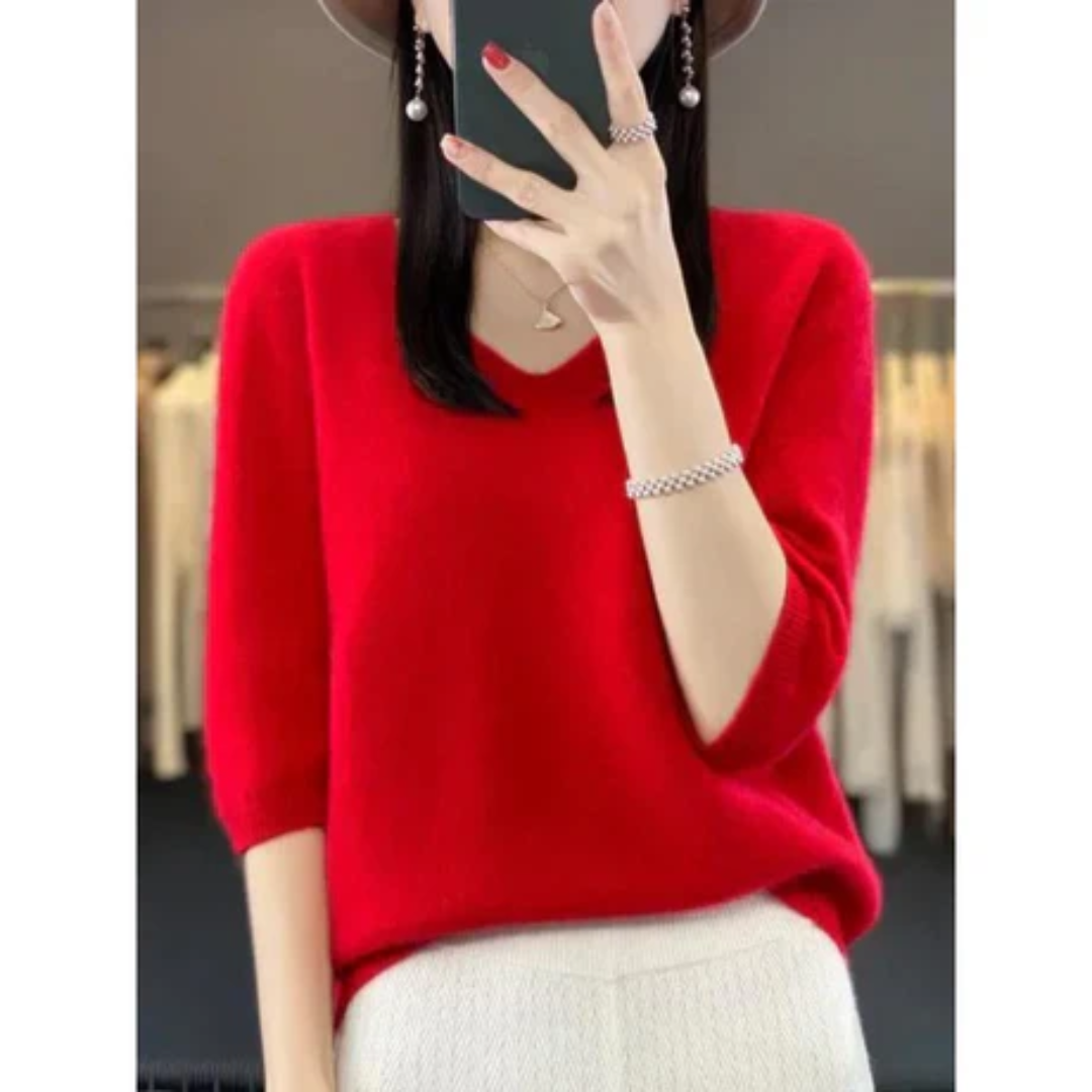 Anya | Casual V Neck Knitted Sweater For Women