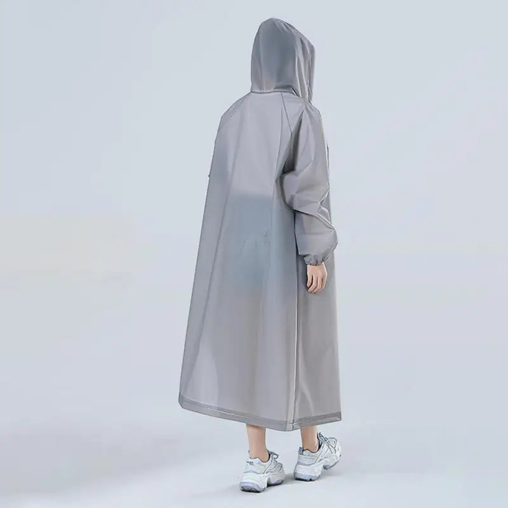 Women's long transparent rain jacket with hood