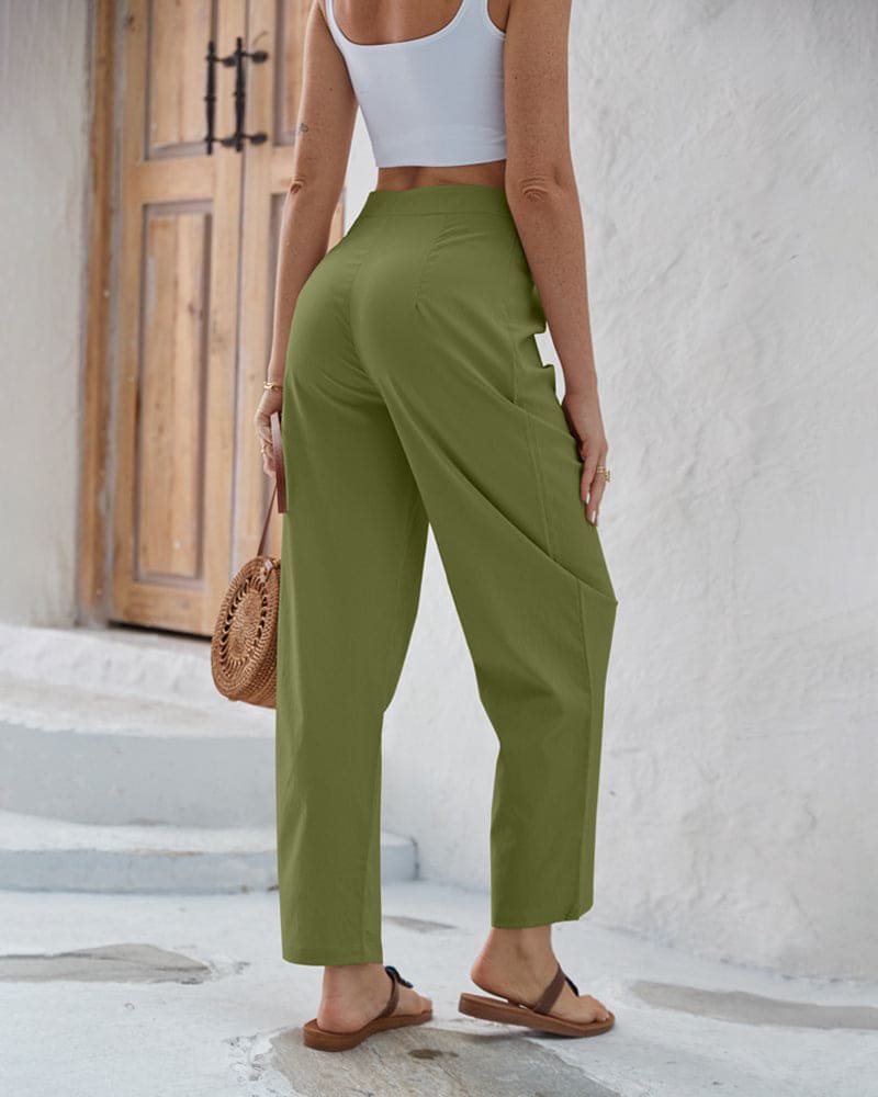 Solid-coloured trousers with high waist