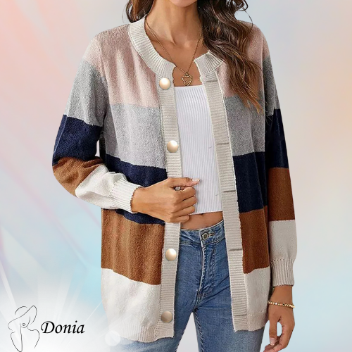 Donia™ - Buttoned Round Neck Cardigan