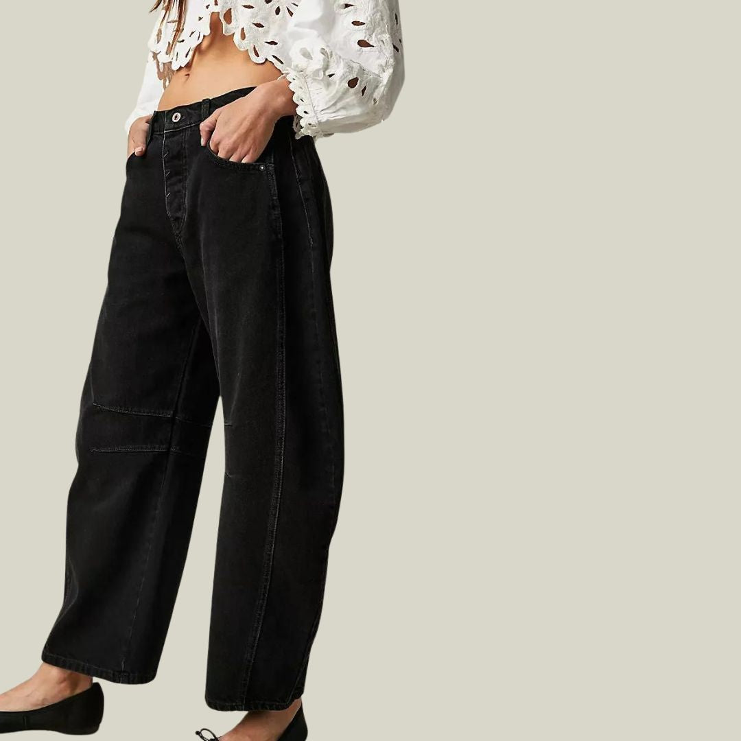 High-rise utility jeans with wide leg