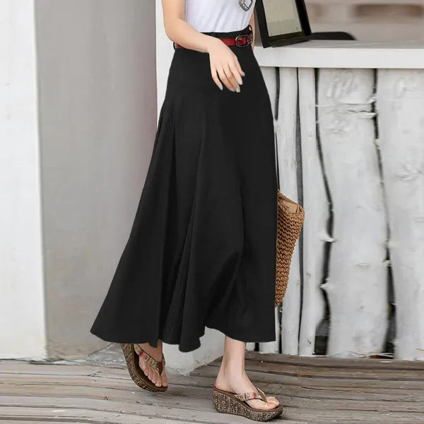 Modern A-line high waist slimming plus size long skirt