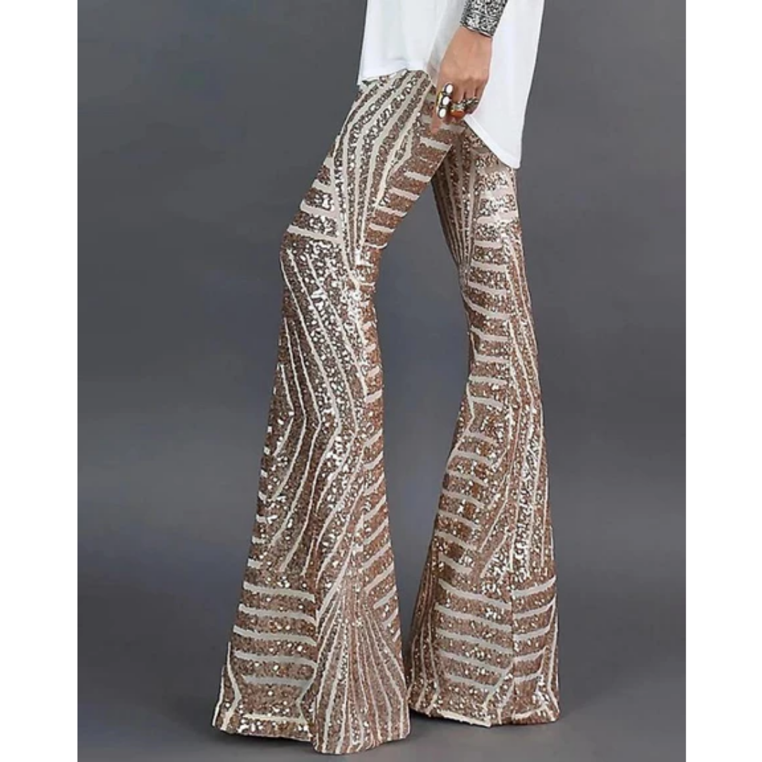 Marigold | Party Sequin Flare Pants For Women