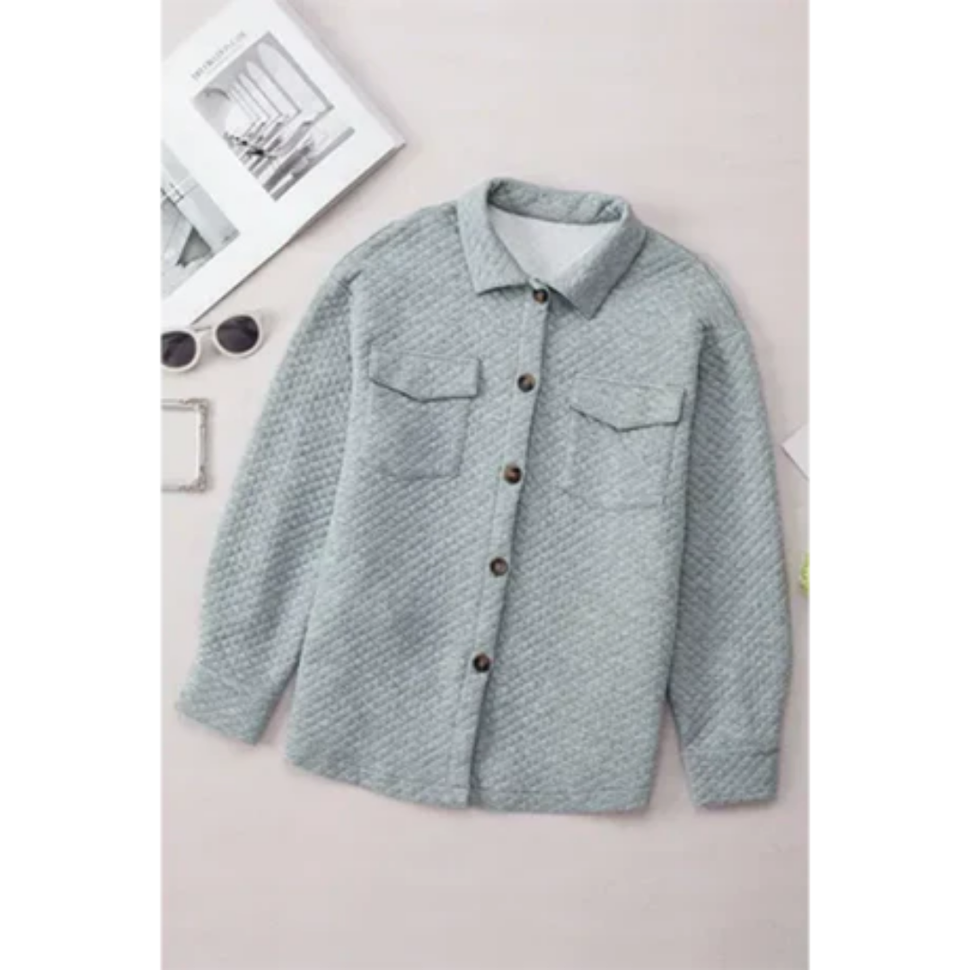 Luz | Winter Textured Button Down Jacket For Women