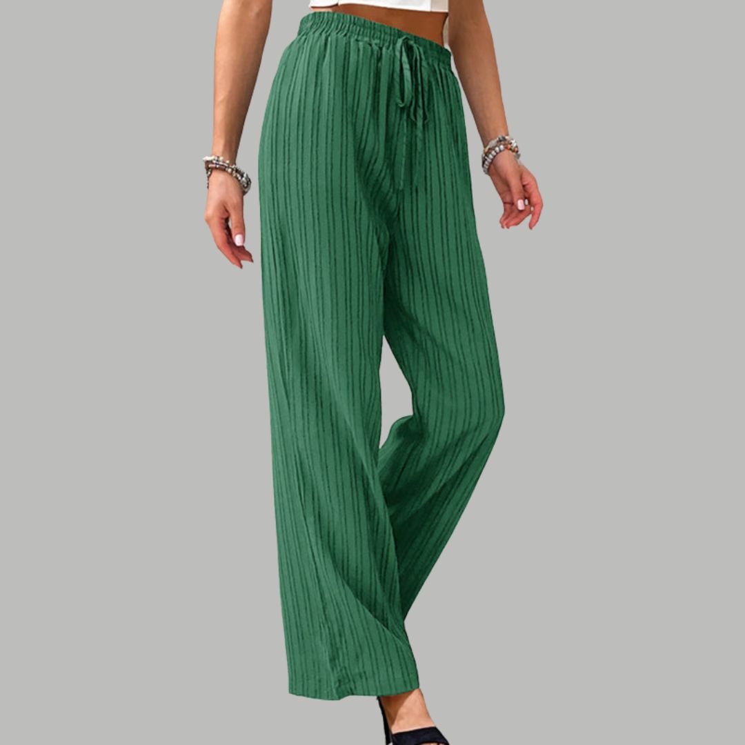 Pleated wide trousers with drawstring