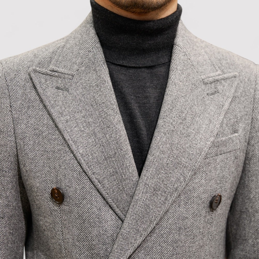 Ancien | Men's British Wool Warm Double-Breasted Slim Coat