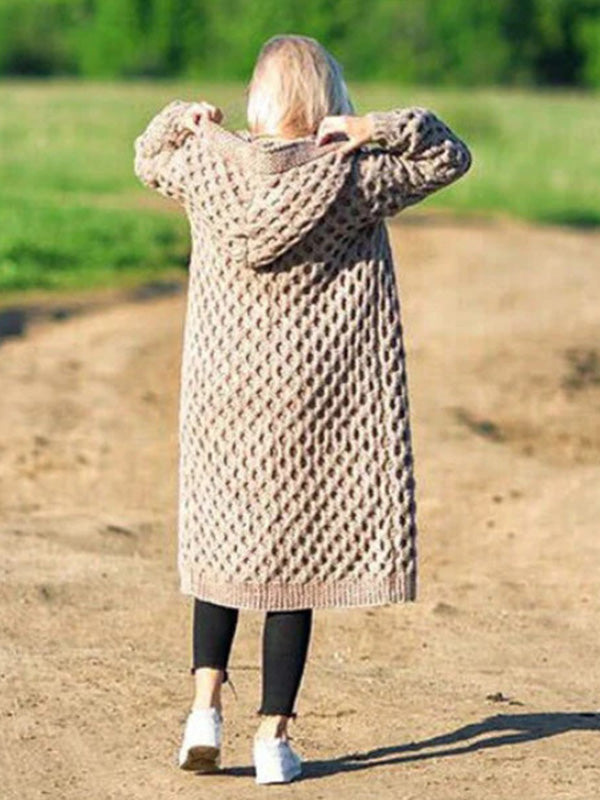 Boho Winter Warm Hooded Cardigan Knitted Sweater