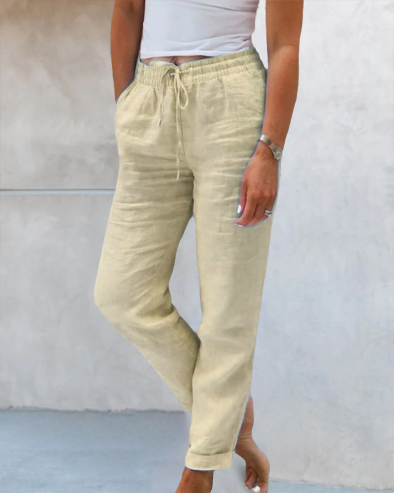 Solid-coloured straight-leg trousers