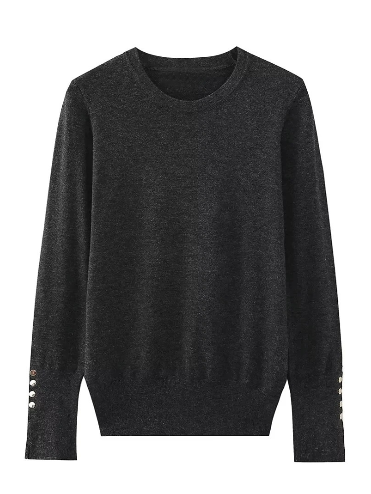 Fashionable Women's Sweater With Button Detail