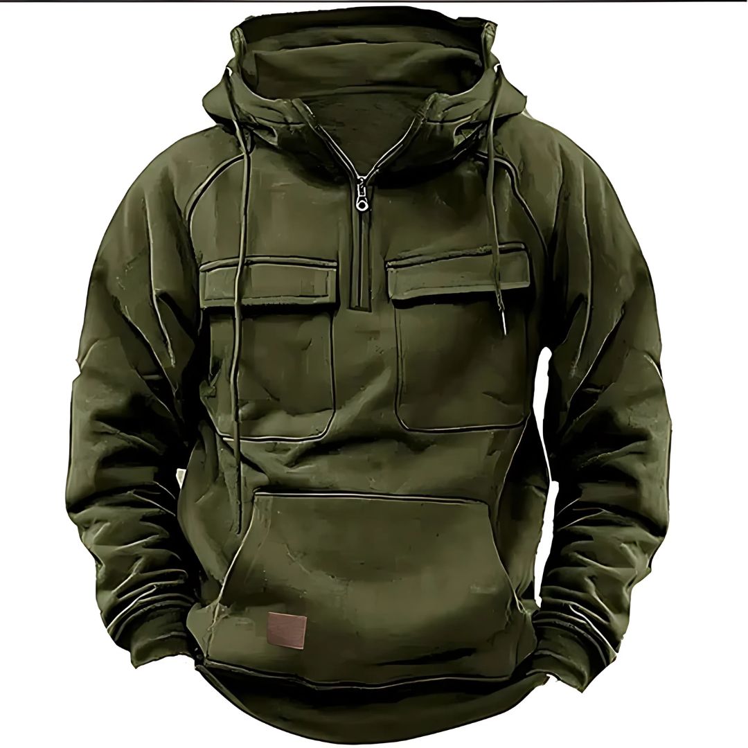 Men's Multi-Pocket Half Zip Hoodie