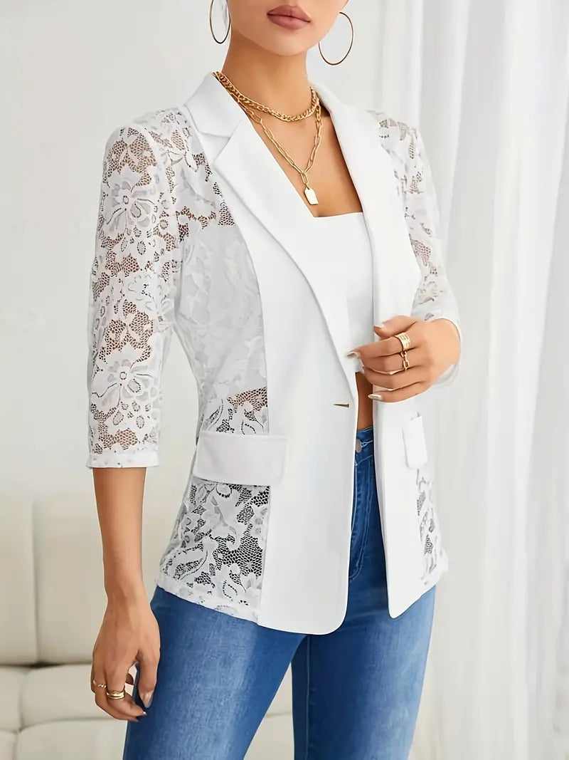 Blazer with lace and contrasting open front