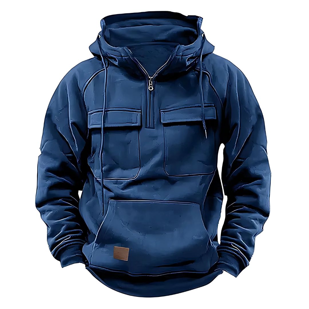 Men's Multi-Pocket Half Zip Hoodie