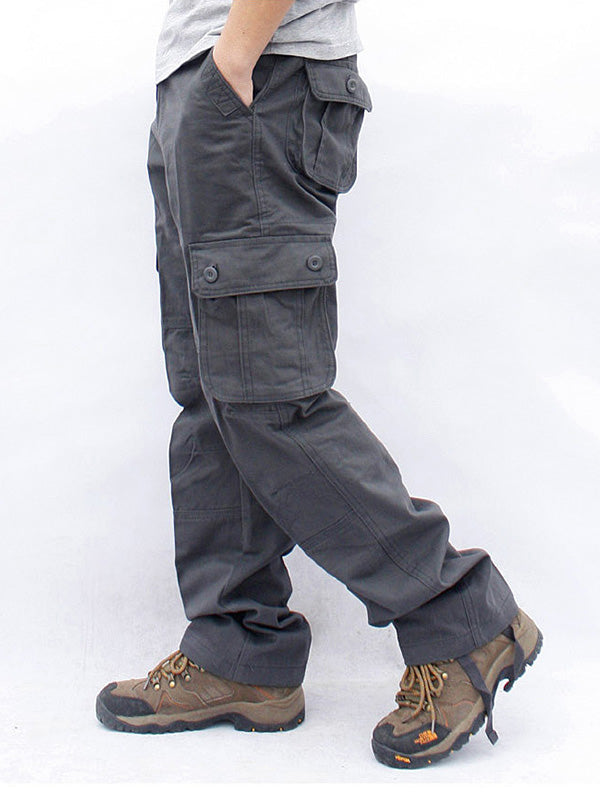 Men's casual 6-pocket straight cargo pants