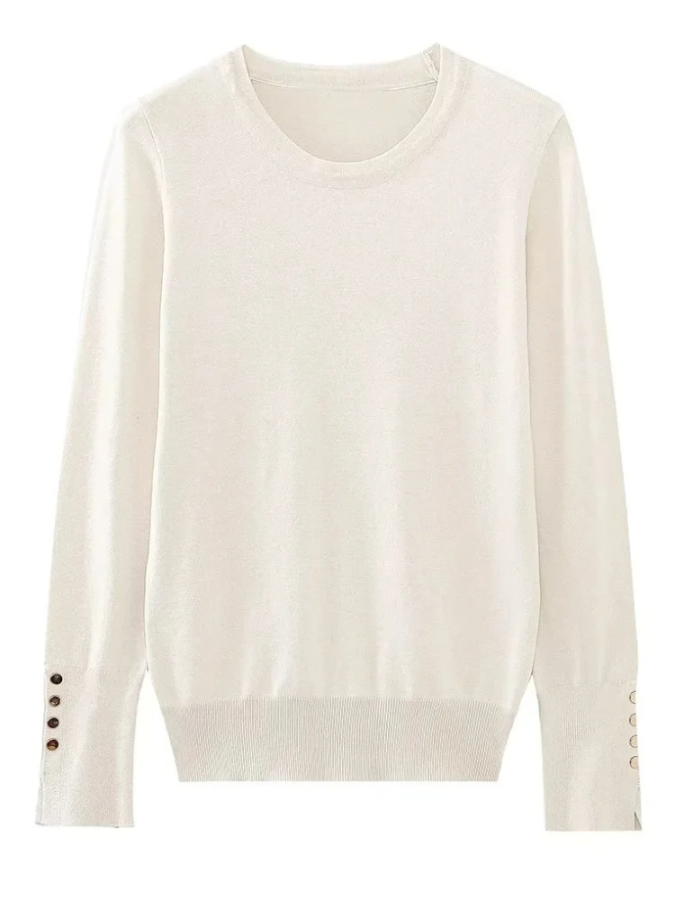 Fashionable Women's Sweater With Button Detail