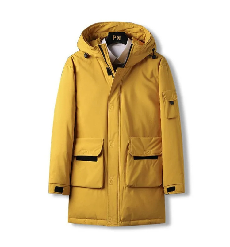 Men's parka winter jacket with hood and large pockets