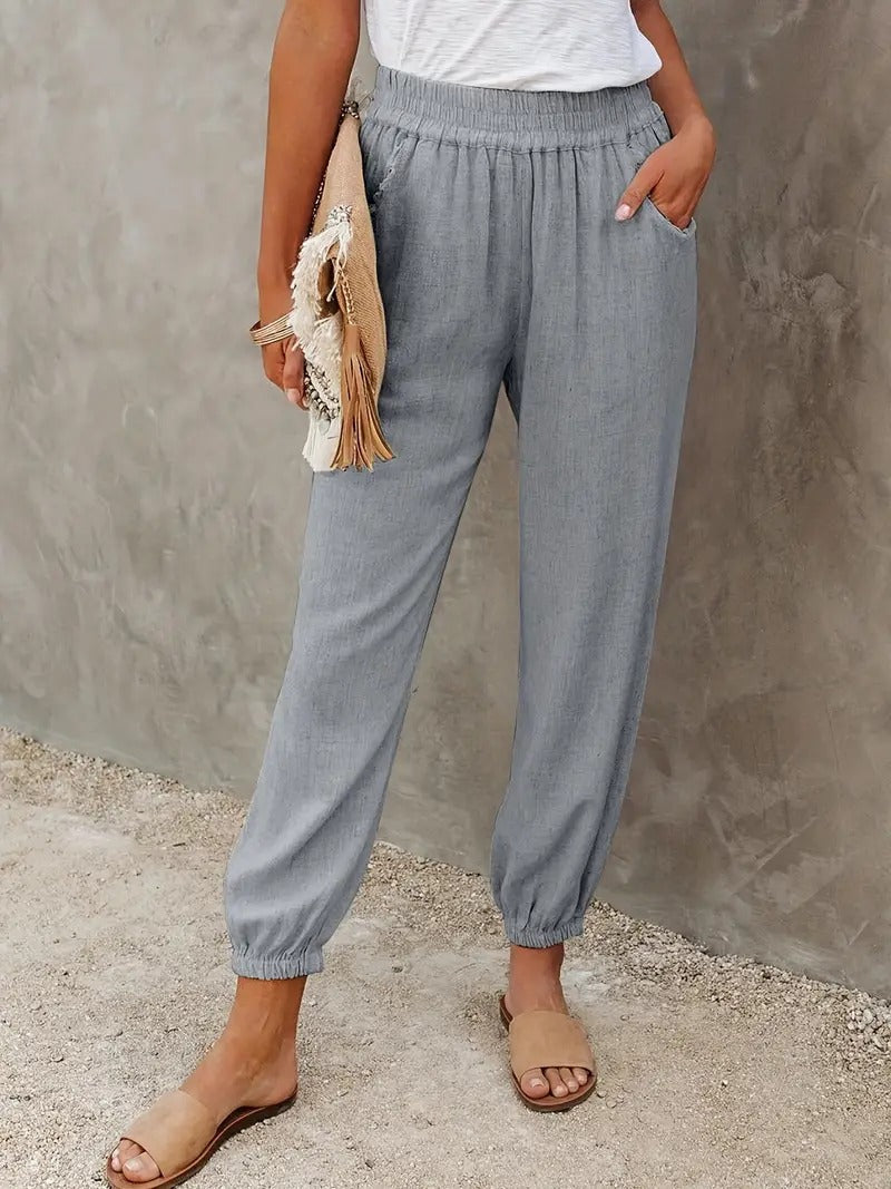 Long trousers with high waist