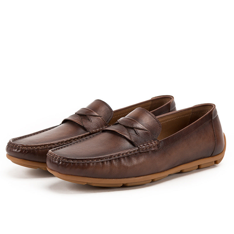 Comfortable cowhide leather fashion loafers luxury