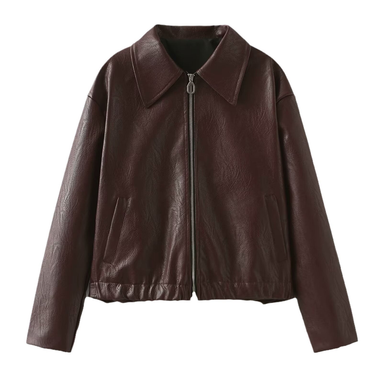 Julia™ - Leather jacket with lapel and zipper