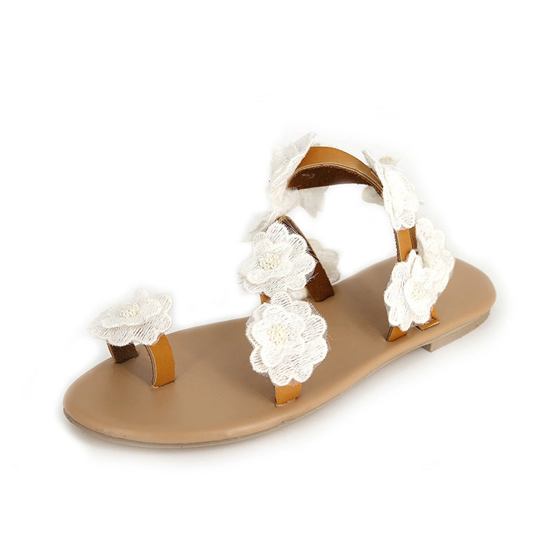 Comfort summer outdoor new pu toe flowers