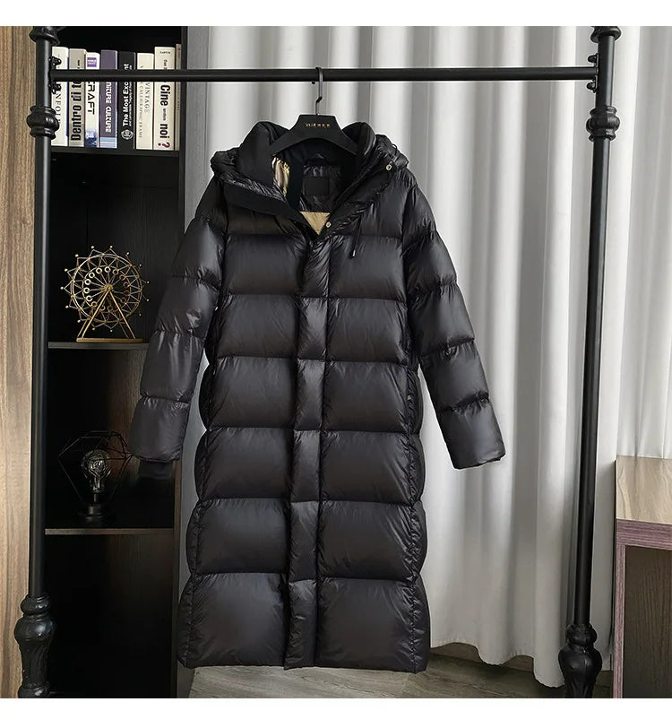 Thick puffer hooded down jacket