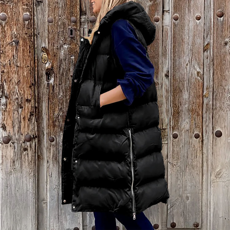 Women's padded gilet with hood