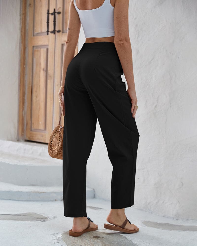 Solid-coloured trousers with high waist