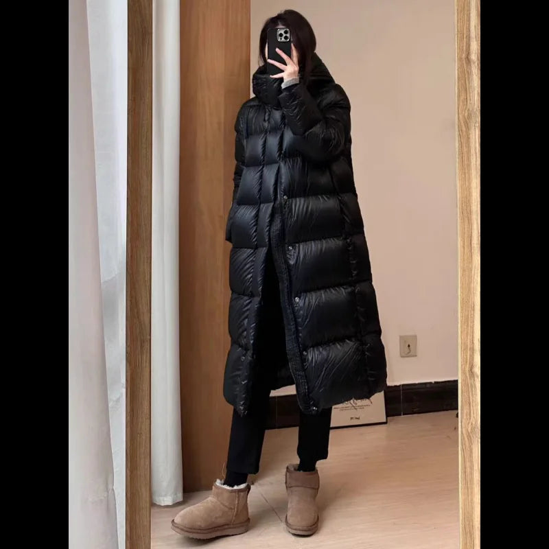 Thick puffer hooded down jacket