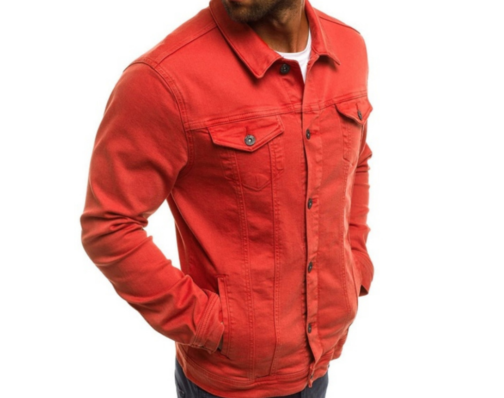 Coloured denim jacket for men