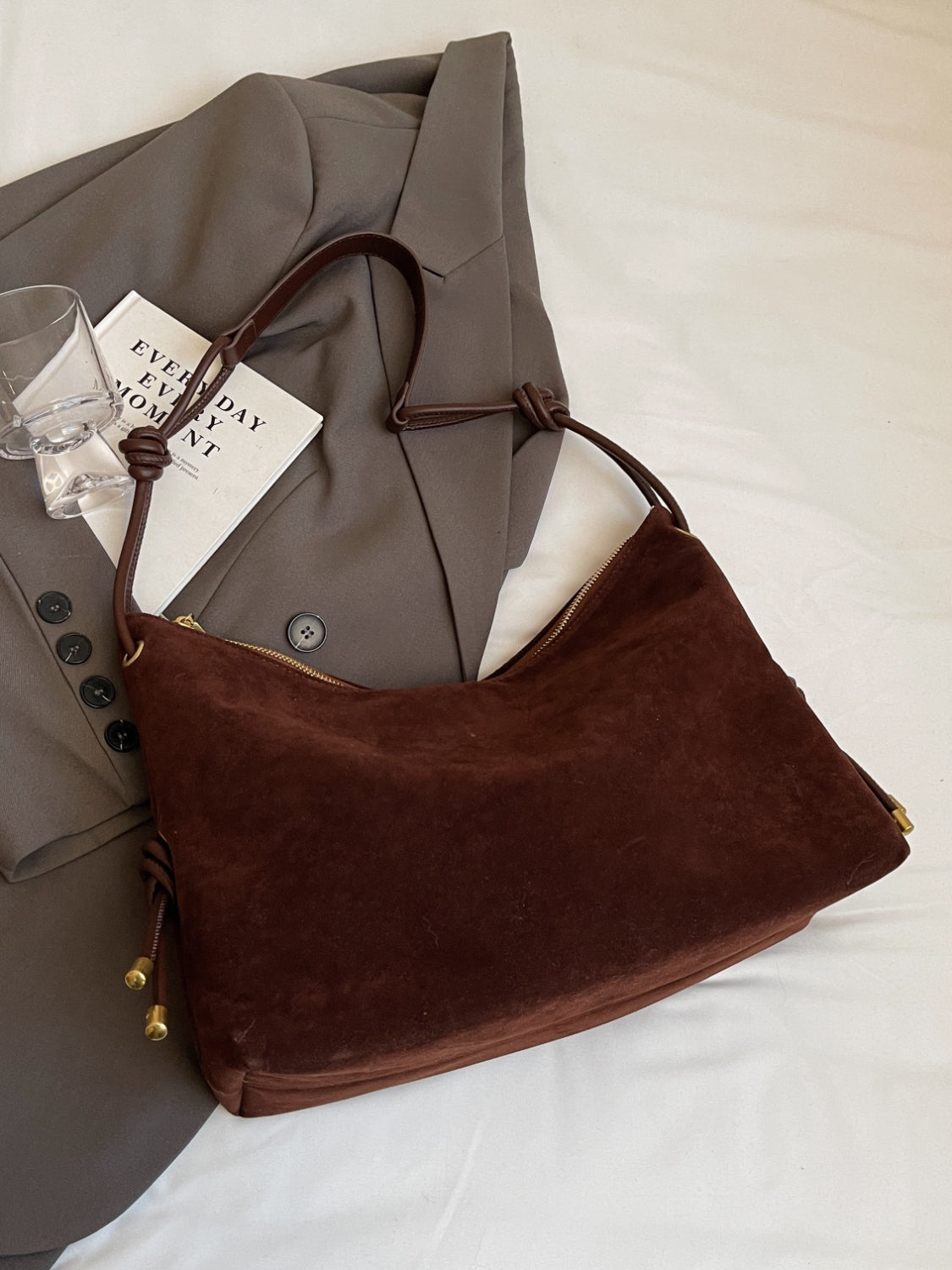 Large handbag in suede