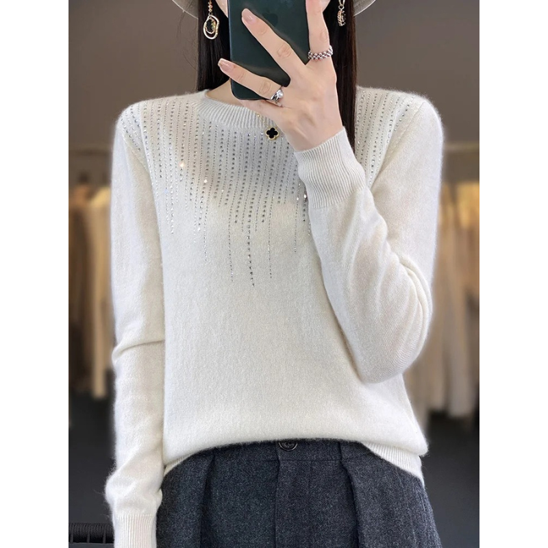 Soft Knitted Ladies Sweater with Sparkling Details