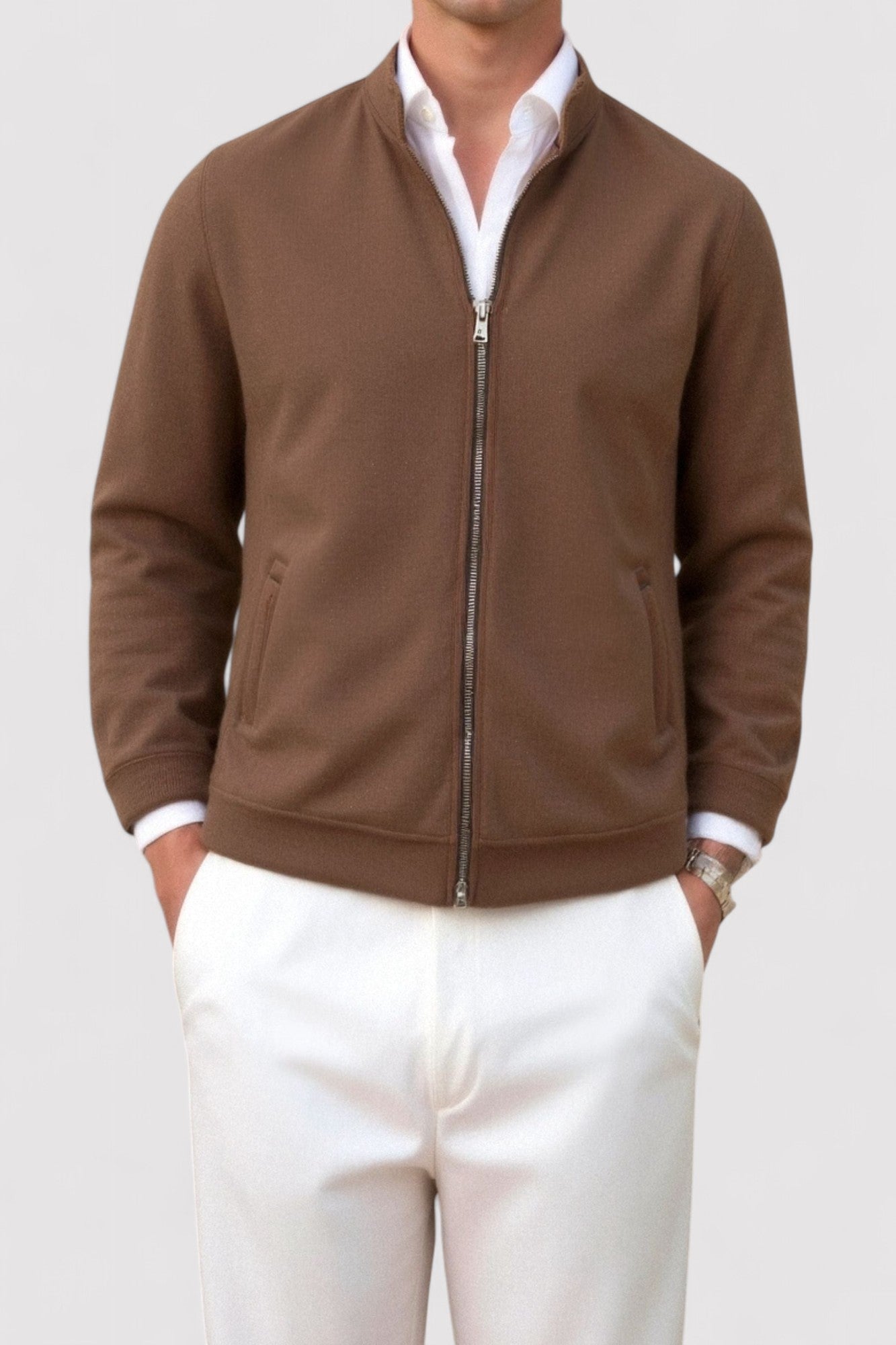 Ancien | Men's Quiet Luxury Leather Stand Collar Jacket