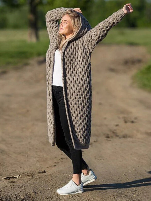 Boho Winter Warm Hooded Cardigan Knitted Sweater