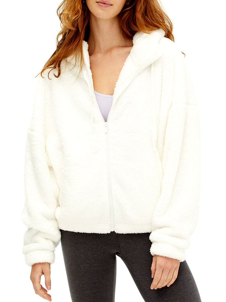 Oversized fleece hoodie with full zipper