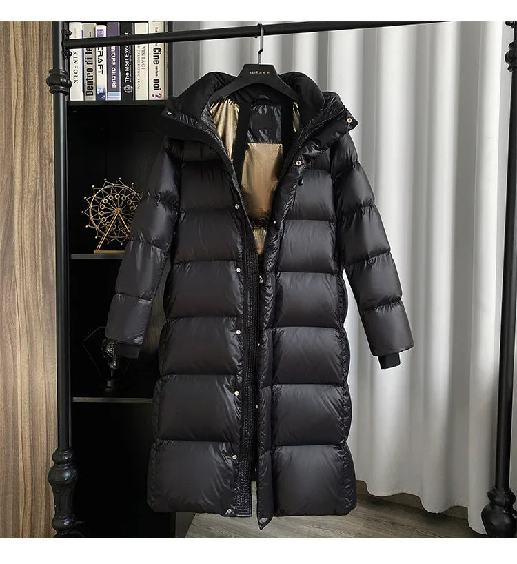 Thick puffer hooded down jacket