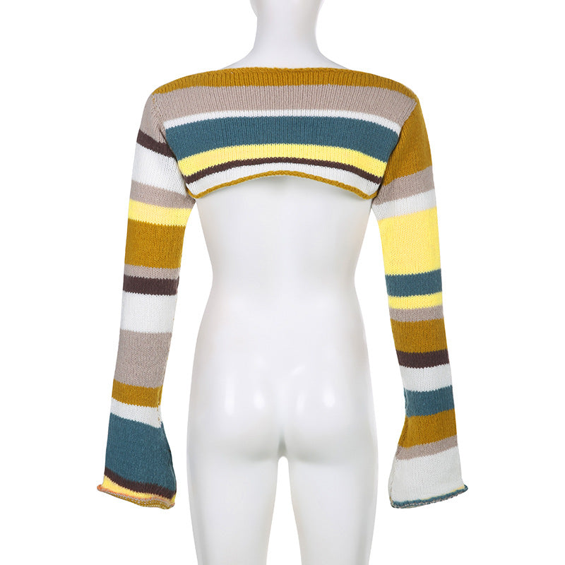 Colourful striped printed wool blouse