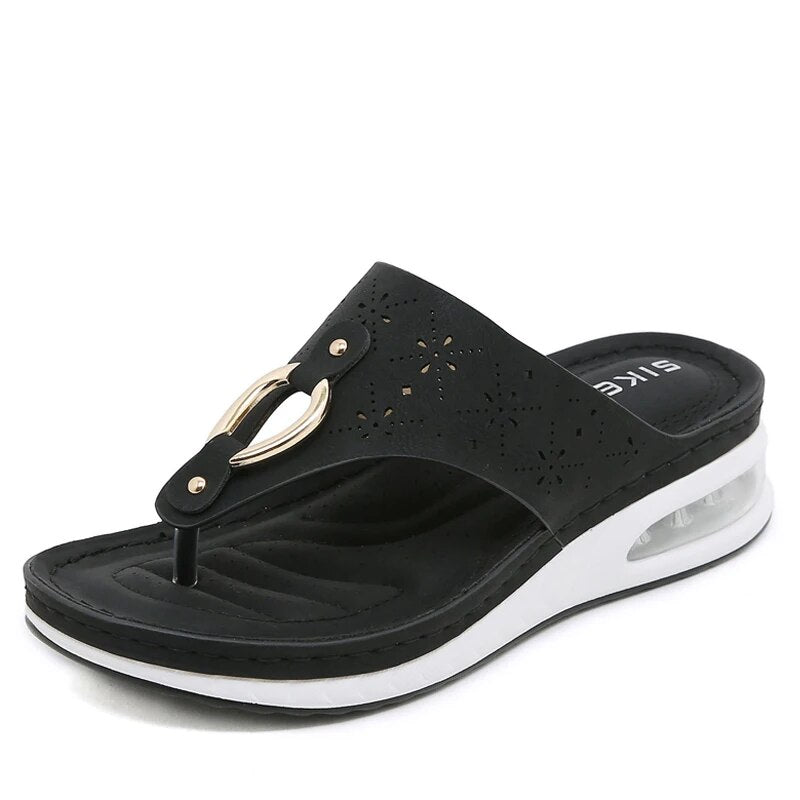 Women's Buckle Detail Air Cushion Flip Flops