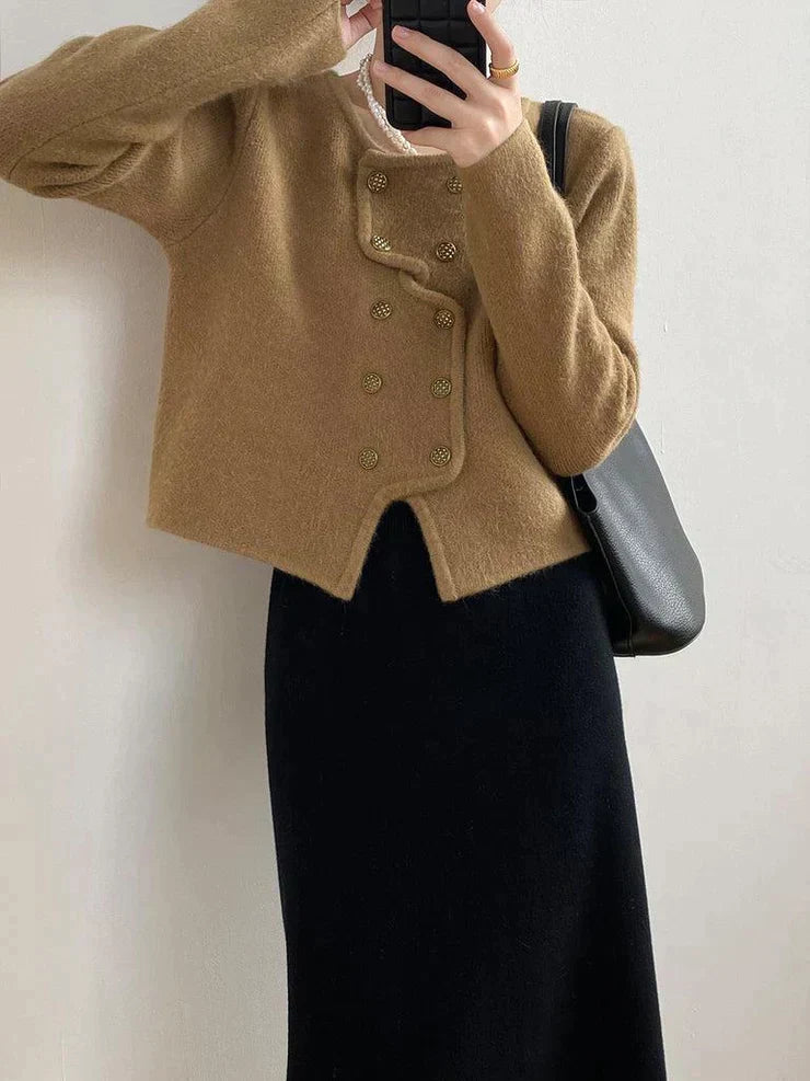 Long-sleeved, plain cardigan